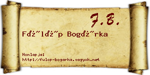 Fülöp Bogárka névjegykártya
